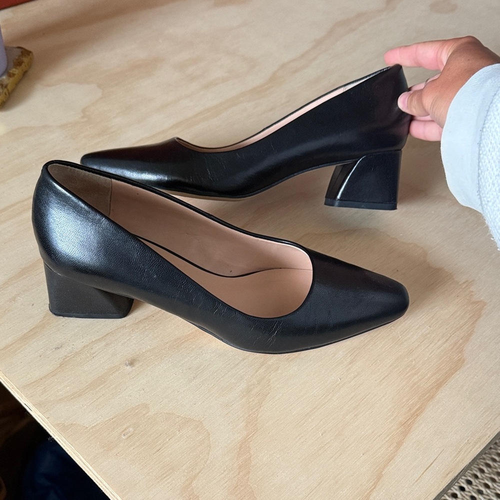 Franco Sarto Black Leather Block Heels